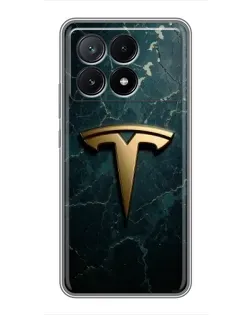 Чехол для Xiaomi POCO X6 Pro (5G) с картинкой «Мраморная Tesla Gold»