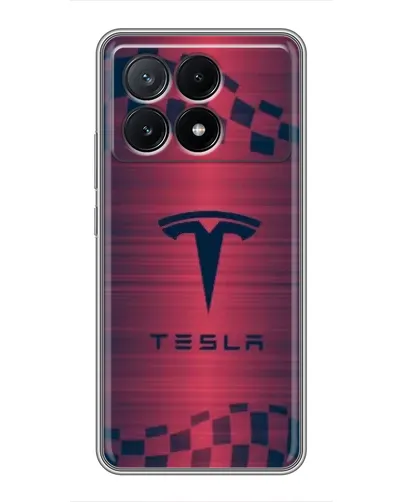 Чехол для Xiaomi POCO X6 Pro (5G) с картинкой «Тесла красный карбон»