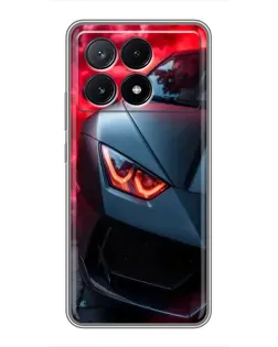 Чехол для Xiaomi POCO X6 Pro (5G) с картинкой «Lamborghini красное сияние»