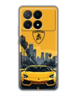 Чехол для Xiaomi POCO X6 Pro (5G) с картинкой «Желтый Lamborghini город»