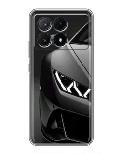 Чехол для Xiaomi POCO X6 Pro (5G) с картинкой «Lamborghini фары детализация»