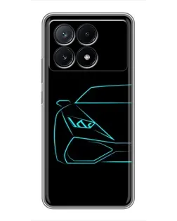 Чехол для Xiaomi POCO X6 Pro (5G) с картинкой «Голубой силуэт Lamborghini»