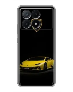 Чехол для Xiaomi POCO X6 Pro (5G) с картинкой «Lamborghini желтый акцент»