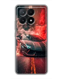 Чехол для Xiaomi POCO X6 Pro (5G) с картинкой «Lamborghini красный дым»