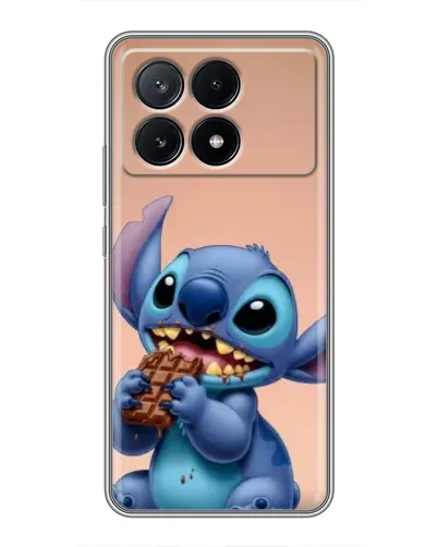 Чехол для Xiaomi POCO X6 Pro (5G) с картинкой «Стич ест шоколад»