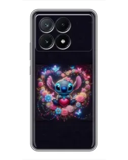 Чехол для Xiaomi POCO X6 Pro (5G) с картинкой «Stitch в цветах»