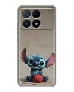 Чехол для Xiaomi POCO X6 Pro (5G) с картинкой «Стич на коричневом фоне»