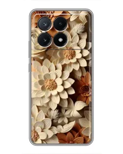 Чохол для Xiaomi POCO X6 Pro (5G) з картинкою «Бежевий флористичний декор»