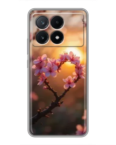 Чехол для Xiaomi POCO X6 Pro (5G) с картинкой «Розовый цвет сердце на фоне заката»