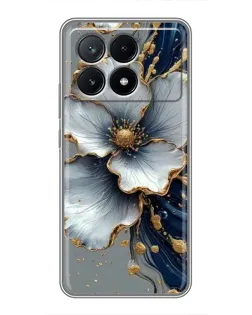 Чохол для Xiaomi POCO X6 Pro (5G) з картинкою «Біла квітка та золотий флюїд»