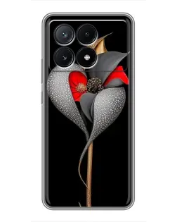 Чохол для Xiaomi POCO X6 Pro (5G) з картинкою «Срібна фантазійна квітка»