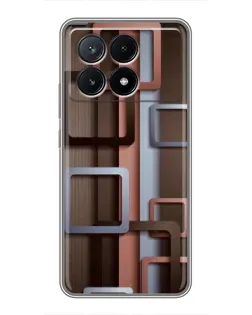 Чехол для Xiaomi POCO X6 Pro (5G) с картинкой «Коричневые объемные квадраты» Чехол для Xiaomi POCO X6 Pro (5G) с картинкой «Коричневые объемные квадраты»