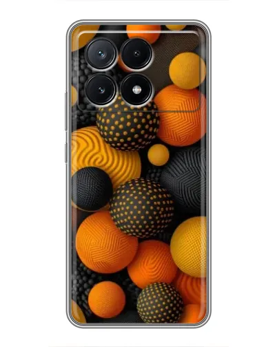 Чехол для Xiaomi POCO X6 Pro (5G) с картинкой «Объемные оранжевые сферы»