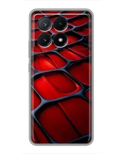 Чехол для Xiaomi POCO X6 Pro (5G) с картинкой «Красная глянцевая сетка»