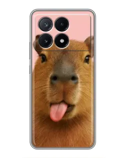 Чехол для Xiaomi POCO X6 Pro (5G) с картинкой «Капибара с языком»