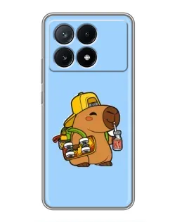 Чехол для Xiaomi POCO X6 Pro (5G) с картинкой «Капибара на скейте»
