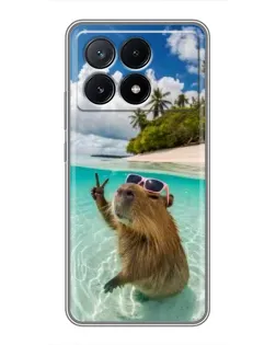 Чехол для Xiaomi POCO X6 Pro (5G) с картинкой «Капибара на море»