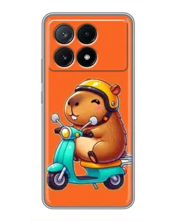 Чехол для Xiaomi POCO X6 Pro (5G) с картинкой «Капибара на скутере»