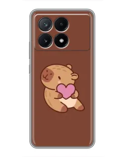 Чехол для Xiaomi POCO X6 Pro (5G) с картинкой «Капибара с сердцем»