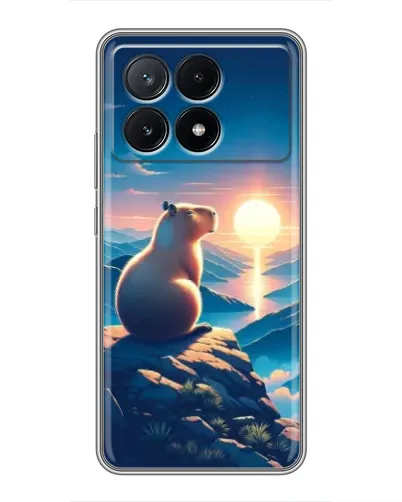 Чехол для Xiaomi POCO X6 Pro (5G) с картинкой «Закат солнца с капибарой»