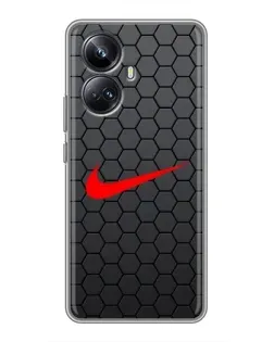 Чехол для Realme 10 Pro Plus с картинкой «Nike — карбоновая сетка»