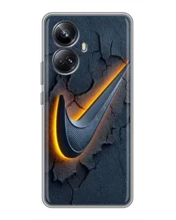 Чехол для Realme 10 Pro Plus с картинкой «Объемный логотип Найк»
