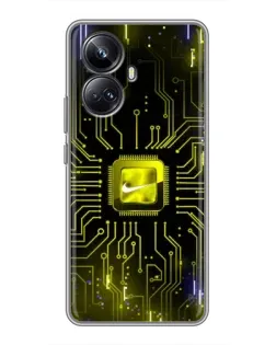 Чехол для Realme 10 Pro Plus с картинкой «Nike — золотая искра»