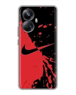 Чехол для Realme 10 Pro Plus с картинкой «Красные брызги Nike»