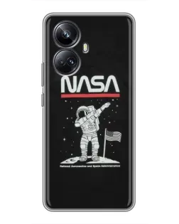 Чехол для Realme 10 Pro Plus с картинкой «NASA — шагаем по Луне»