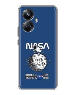Чехол для Realme 10 Pro Plus с картинкой «NASA — лунная миссия»
