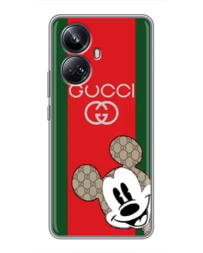 Чехол для Realme 10 Pro Plus с картинкой «Gucci — полосы и Микки»