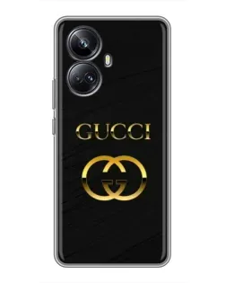 Чехол для Realme 10 Pro Plus с картинкой «Золотой логотип Gucci»