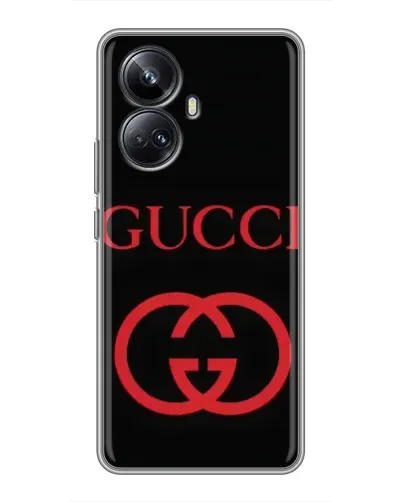 Чехол для Realme 10 Pro Plus с картинкой «Gucci — красный логотип»