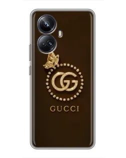 Чехол для Realme 10 Pro Plus с картинкой «Gucci — золотая бабочка»