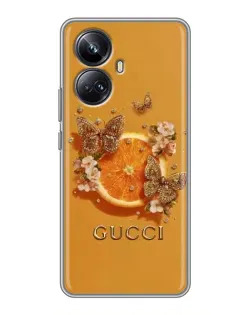 Чехол для Realme 10 Pro Plus с картинкой «Gucci — золотые бабочки»