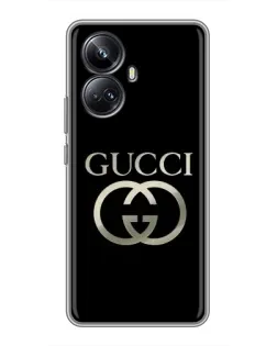 Чехол для Realme 10 Pro Plus с картинкой «Gucci — золото на черном»