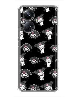 Чехол для Realme 10 Pro Plus с картинкой «Черный паттерн Kuromi»