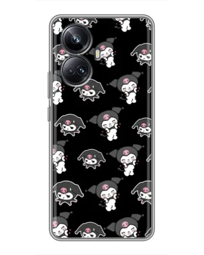 Чехол для Realme 10 Pro Plus с картинкой «Черный паттерн Kuromi»