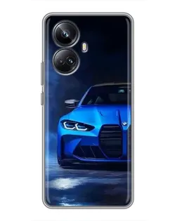 Чехол для Realme 10 Pro Plus с картинкой «Голубая BMW M4»