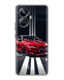 Чехол для Realme 10 Pro Plus с картинкой «Красная BMW на дороге»