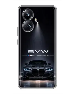 Чехол для Realme 10 Pro Plus с картинкой «BMW сквозь ночной город»