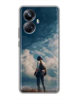 Чехол для Realme 10 Pro Plus с картинкой «Герой PUBG на скале»