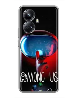 Чехол для Realme 10 Pro Plus с картинкой «Красный импостер — макро»