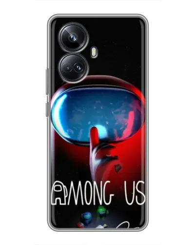 Чехол для Realme 10 Pro Plus с картинкой «Красный импостер — макро»