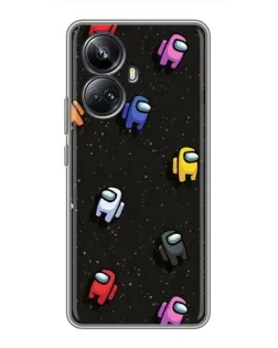 Чехол для Realme 10 Pro Plus с картинкой «Космический паттерн Among Us»