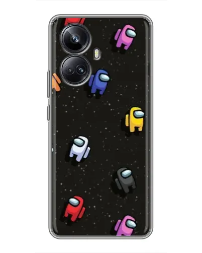 Чехол для Realme 10 Pro Plus с картинкой «Космический паттерн Among Us»