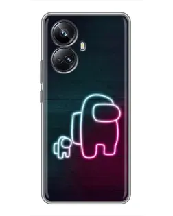 Чехол для Realme 10 Pro Plus с картинкой «Among Us неон-арт»