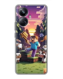 Чехол для Realme 10 Pro Plus с картинкой «Стив на ферме»