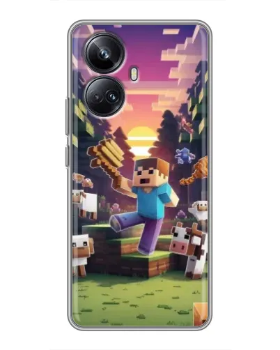 Чехол для Realme 10 Pro Plus с картинкой «Стив на ферме» Чехол для Realme 10 Pro Plus с картинкой «Стив на ферме»