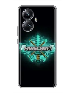 Чехол для Realme 10 Pro Plus с картинкой «Minecraft Diamond лого»